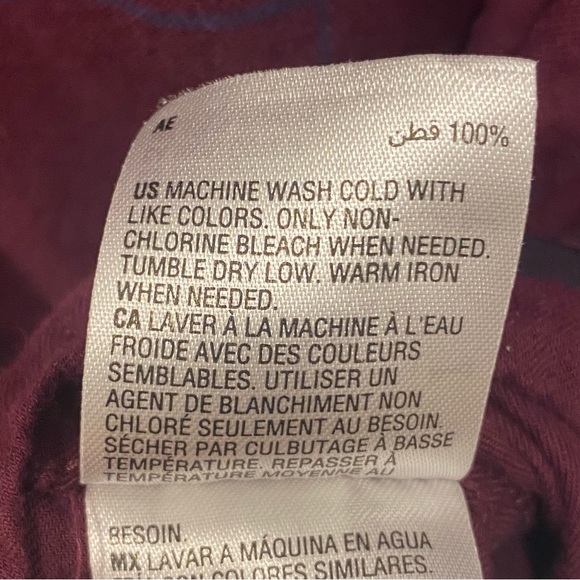 ALFANI Men's Wide Check Brushed Flannel RED Long Sleeve Button Down Shirt MEDIUM - Picture 6 of 6